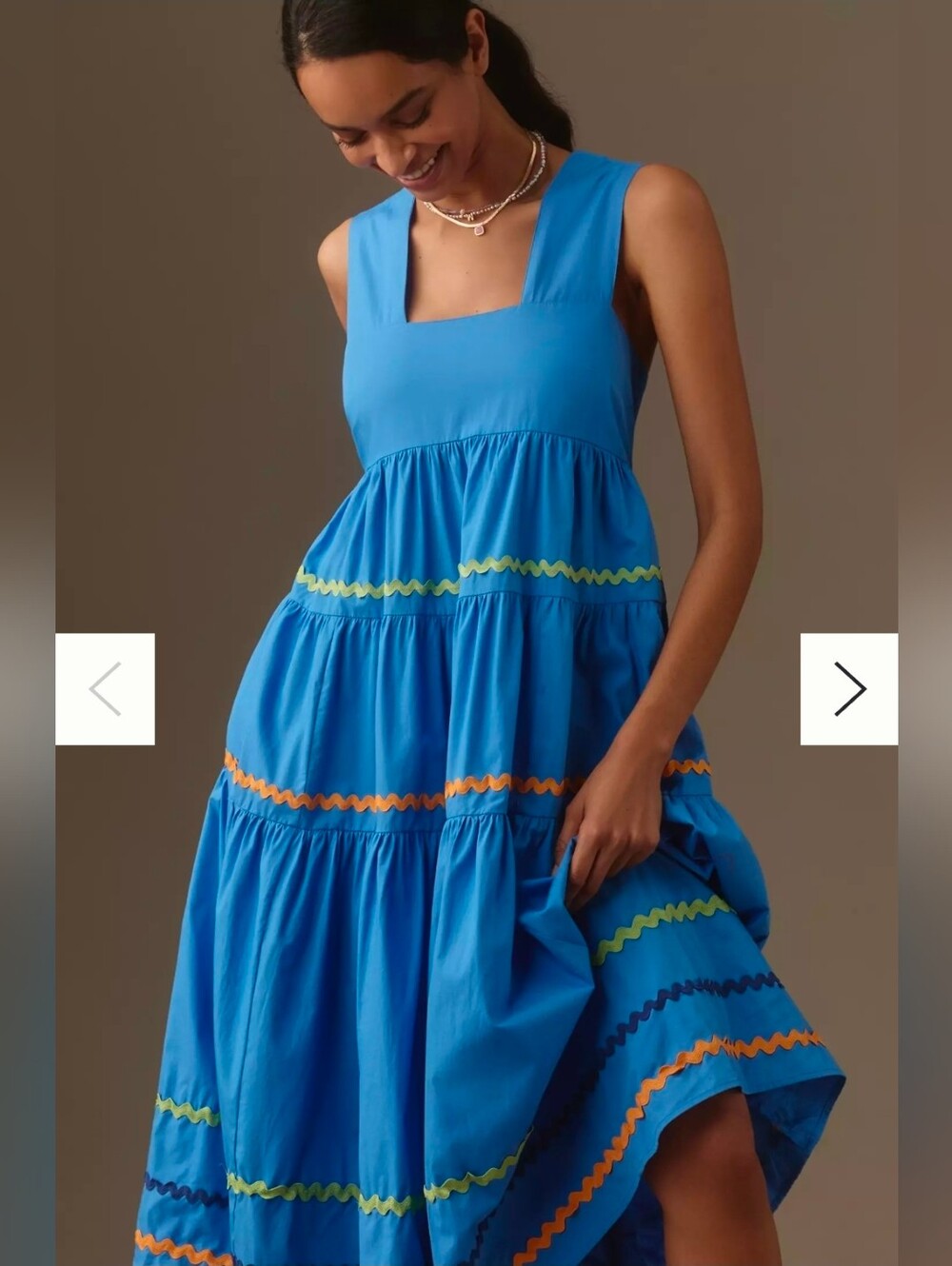 Anthropology The Helena Square-Neck Tiered Midi Dress: Smocked Scallop Edition